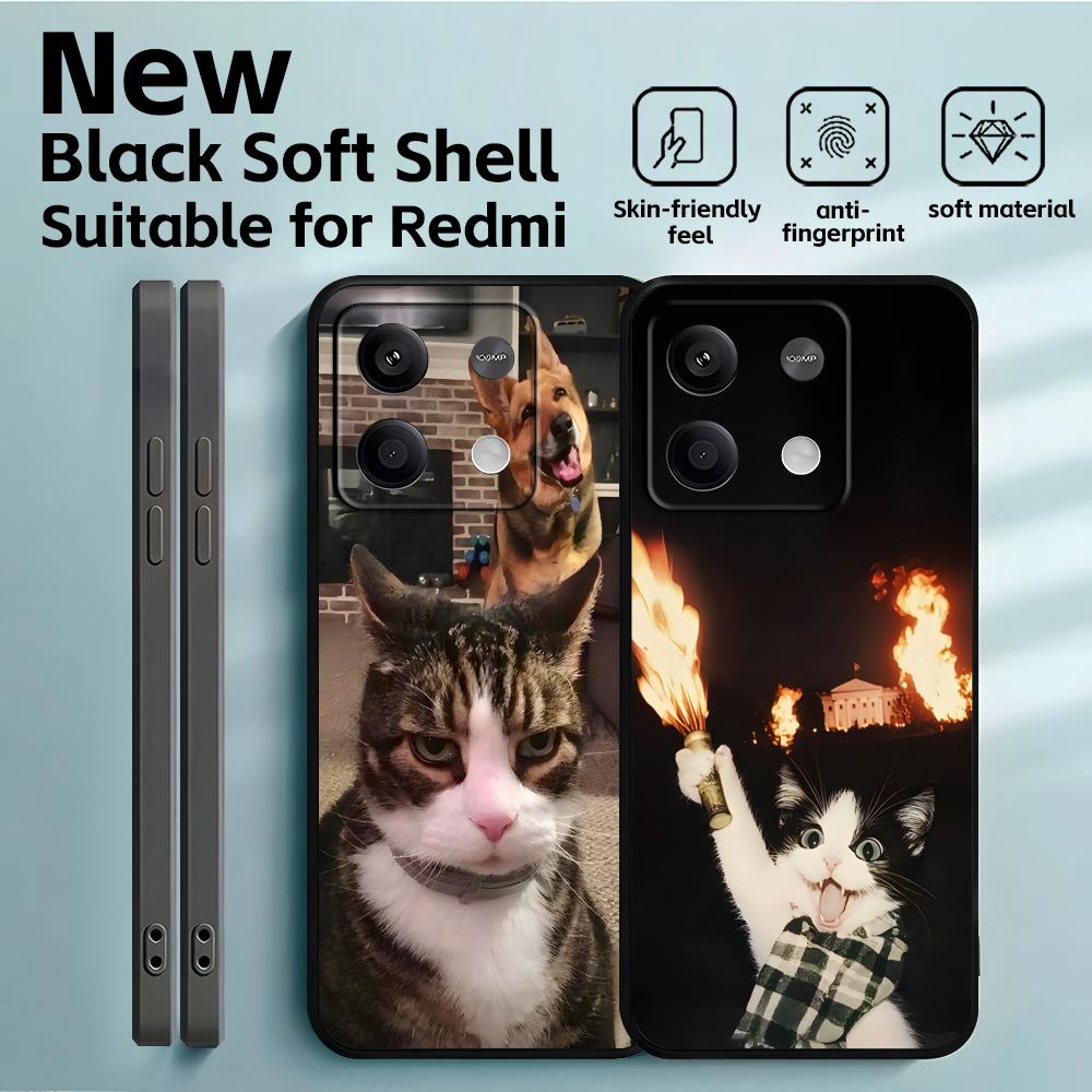 Смешные кошачьи мемы Чехол для телефона Для Redmi Note 14 13 12 11 Pro Plus S 5G 14C A3 Мягкий черный чехол для телефона
