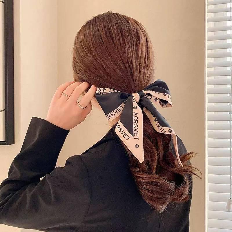 Classic French Silk Scarf: Retro Headband & Hair Ribbon for Women