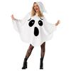 Women Ghost Costume for Adult Halloween Ghost Poncho Cloak White Ghost Hooded Cape Cosplay Party Outfit