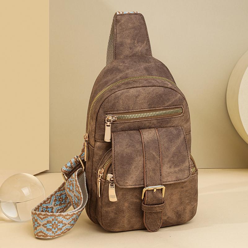 Нагрудная сумка Женская мягкая кожаная сумка через плечо Сумка на плечо