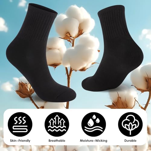 5-Pair Pack: All-Season Solid-Color Cotton Mid-Calf Socks Grey