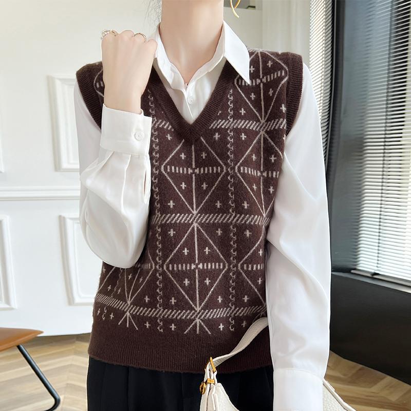 Женский кашемировый жилет Qinghe Cashmere 30% кашемир 70% шерсть осенне-зимний кашемировый жилет мягкий и теплый