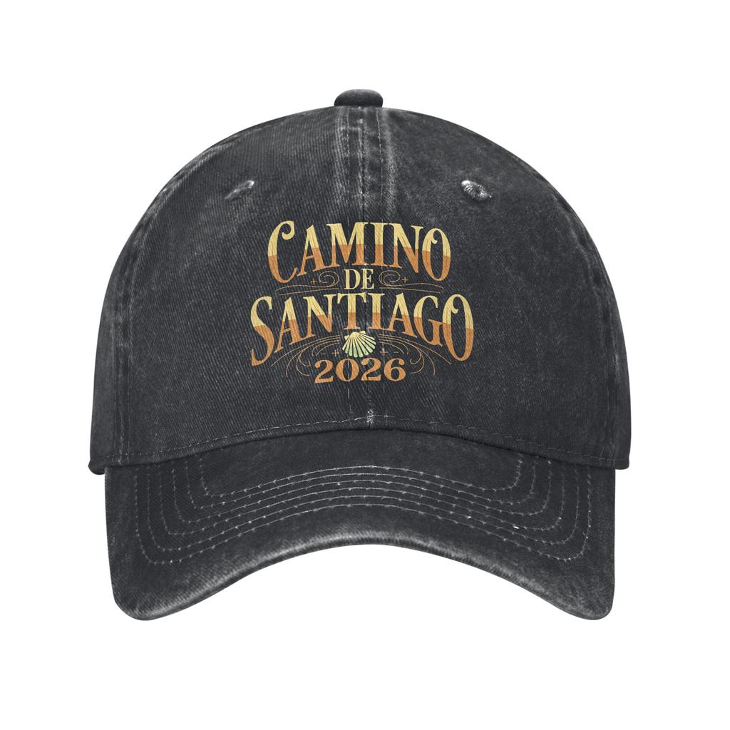 Unisex Women Camino de Santiago Print Hat Vintage Distressed Washed Baseball Cap Adjustable