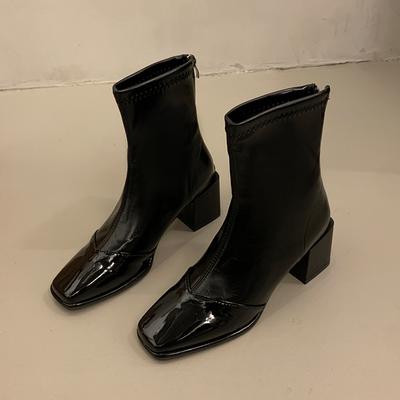 Модные зимние однотонные новые ботинки для женщин с нескользящим квадратным каблуком 2024 года, высококачественные модные женские ботильоны для активного отдыха