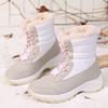 Large Winter Plush Insulation High Top Snow Boots with Round Toe Outdoor Lace Up Women's Cotton Shoes