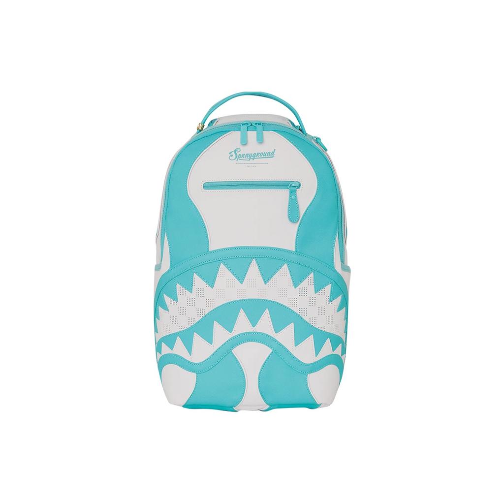 Sprayground Shark Logo Color Block Trendy Large Capacity PVC Backpack Unisex Backpack Light-Blue W1145719