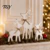 Decorative Wooden Elk Sign 3Pcs/Set Christmas Table Sign, Rustic Reindeer Family Tabletop Decoration, Seasonal Home Decor Jute Rope Bow Centerpiece