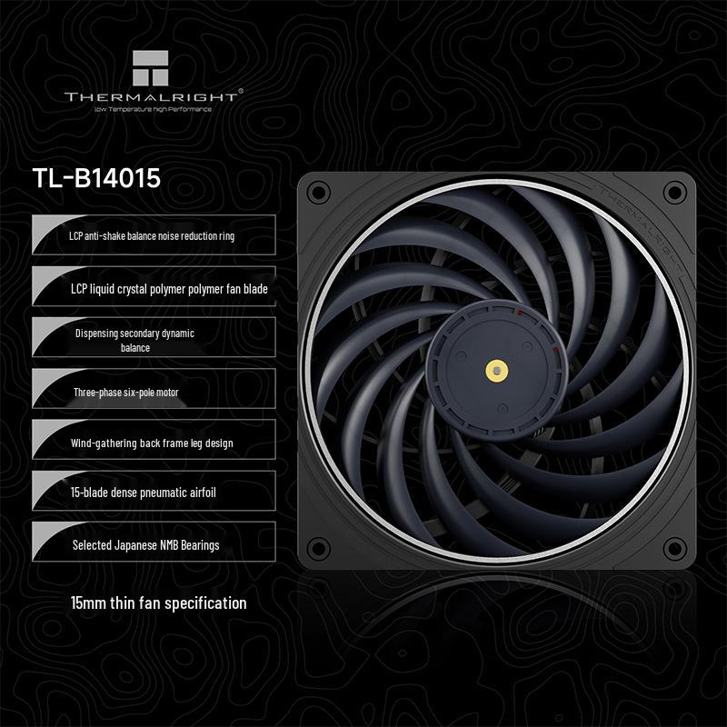Thermalright TL-B14015 140-мм тонкий корпусный вентилятор, двойной шарикоподшипник, 15 мм