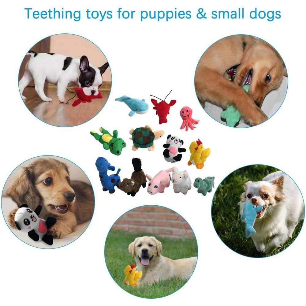 SANDY Squeaky Plush Dog Toy Pack Puppy Small Stuffed Puppy Chew Toys 12 Dog Toys Bulk Squeakers Cute Soft Pet Toy Small Medium S