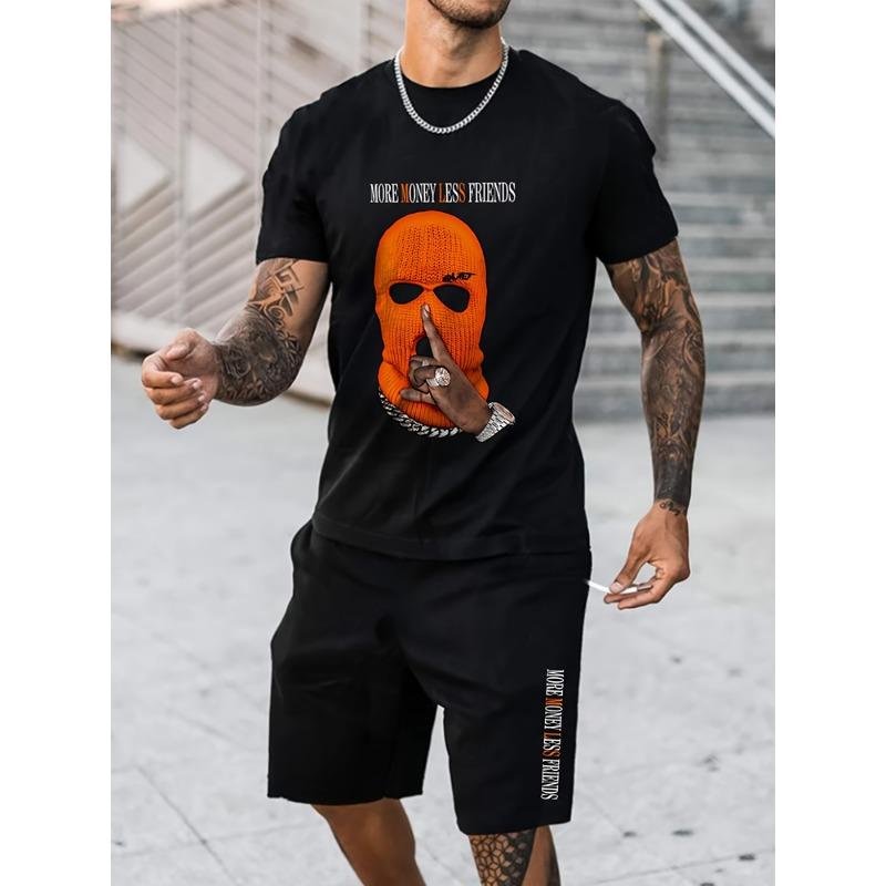 Мужской повседневный комплект одежды, желтая футболка с принтом утки и пляжные шорты, летние уличные модные спортивные шорты с короткими рукавами