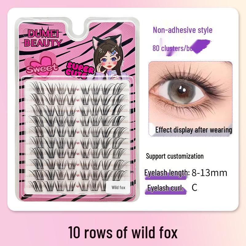 10-Row Autumn Leaf & Sunflower Faux Eyelashes - Flat, Glue-Free