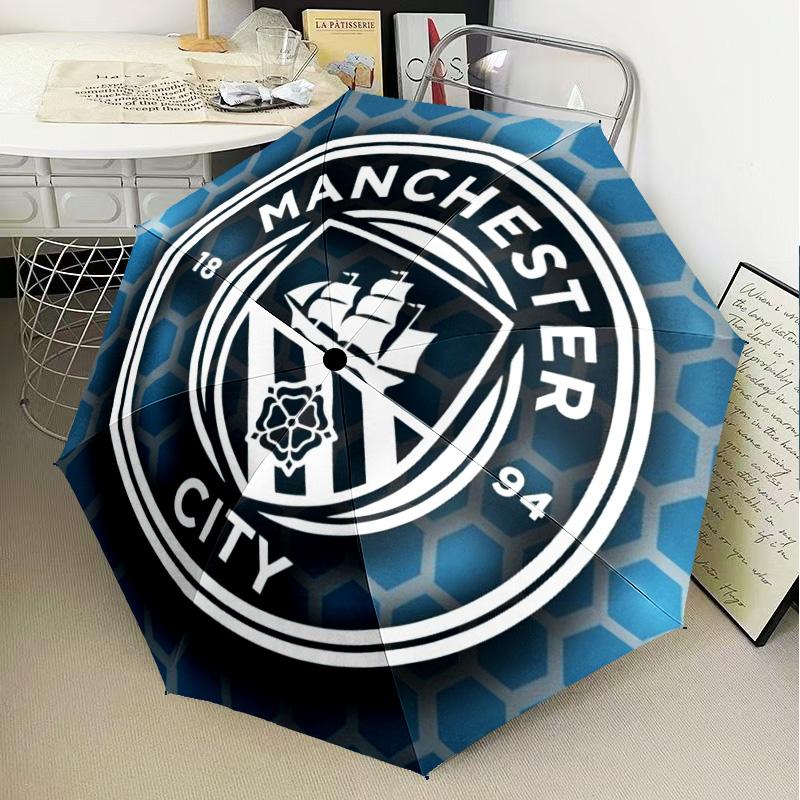1PC City Football Club Printed Umbrella Folding umbrella, automatic umbrella 8-Frame for Travel, camping Fan gifts Christmas Gifts