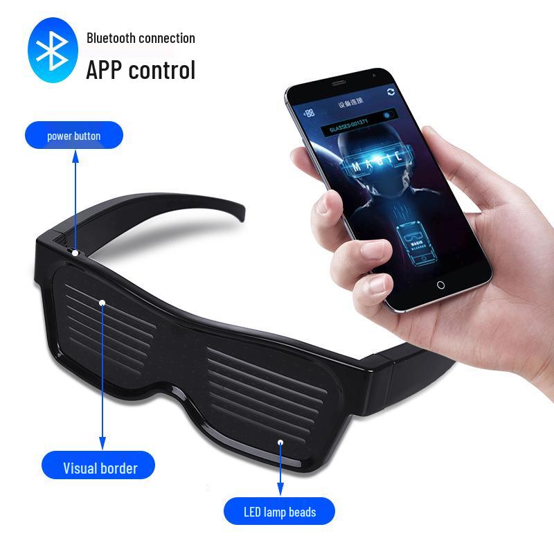 Светодиодные очки для вечеринок с Bluetooth, USB-зарядкой и управлением через приложение