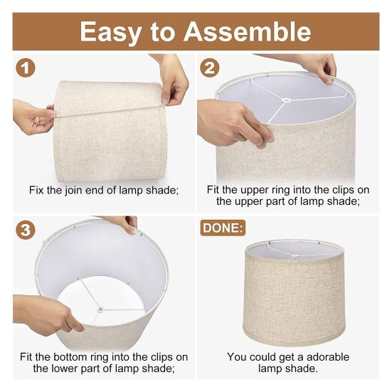 2Pcs Fabric Lamp Shade Metal Frame Construction Universal Simple Installation Light Cover Lampshade Replacement Parts