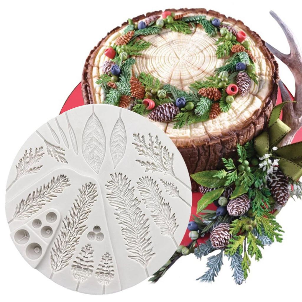 Silicone Leaf Mold Winter Foliage Resin Mold Wedding Leaf Chocolate Fondant Mold for Baking Christmas Cakes Decoration
