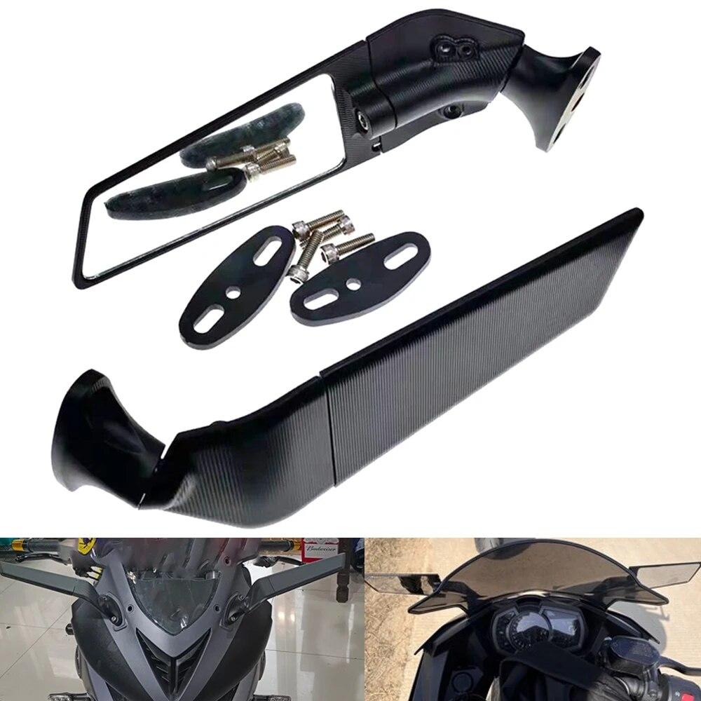For Kawasaki ZX14R ZX12R ZZR600 ZZR1200 ZZR1400 Motorcycle Wind Wing Sports Car Rotating Large Field of View Rearview Mirror