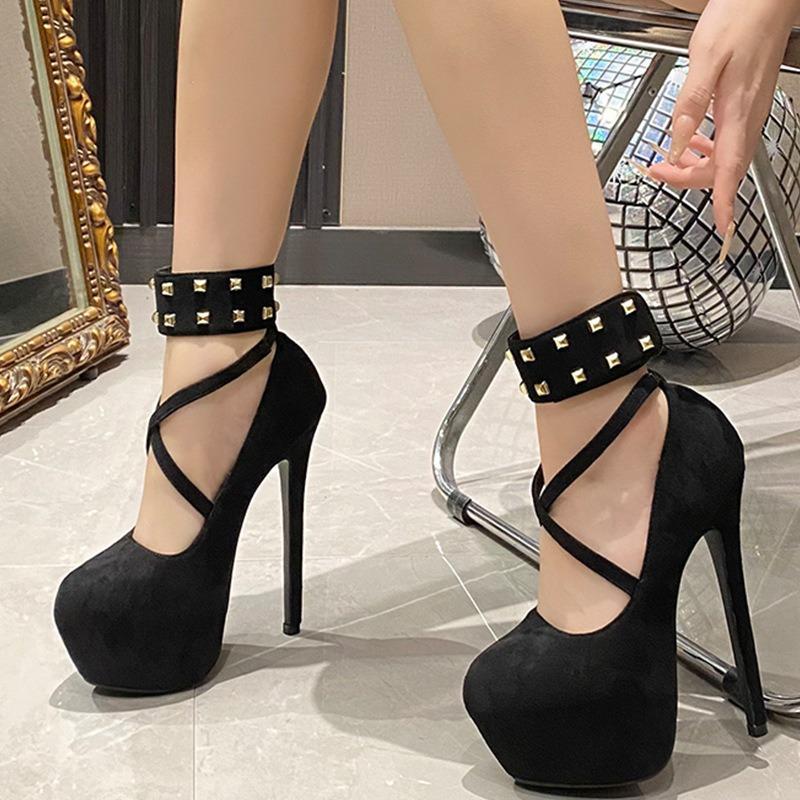 Мода Женская Мода Высокий Каблук Новые Ногти Красная Ива Анкола Высокий Каблук с Платформой Женские Сандалии Сексуальные Туфли для Вечеринки Танца на Пилоне Tacones