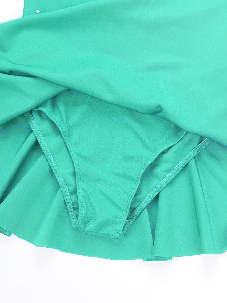 Gymnastics Leotard Dress Kids Girls Sleeveless Mesh Splice Figure Ice Skating Dress Dance Performance Costume Ballet Dancewear