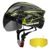Queshark Ultralight Cycling Helmet with Goggles Bicycle Safety Cap Motorcycle Riding MTB Road Bike Helmet+Removable Yellow/Colorful Lens
