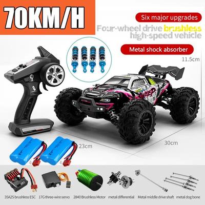 Новый радиоуправляемый автомобиль для бездорожья 4x4, высокоскоростной 75 км/ч, автомобиль с дистанционным управлением и светодиодной фарой, бесщеточный 4WD 1/16, монстр-трак, игрушки для мальчиков, подарок