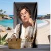Harry Styles Custom Beach Towel, Print Your Name Text Lightweight Absorbent Towel for Swimming Travel