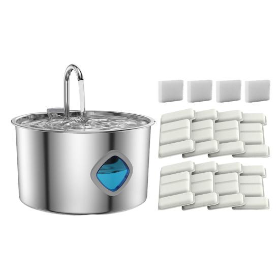 Cat Water Fountain 3.2L/108oz Purify Water Fountain Stainless Steel Drinking Fountain with Silent Water Pump Healthy Living Water for Home Indoor Cats