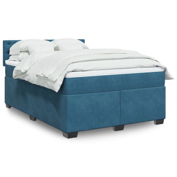 Maison Exclusive - Sommier à lattes de lit et matelas Bleu foncé 140x200cm Velours