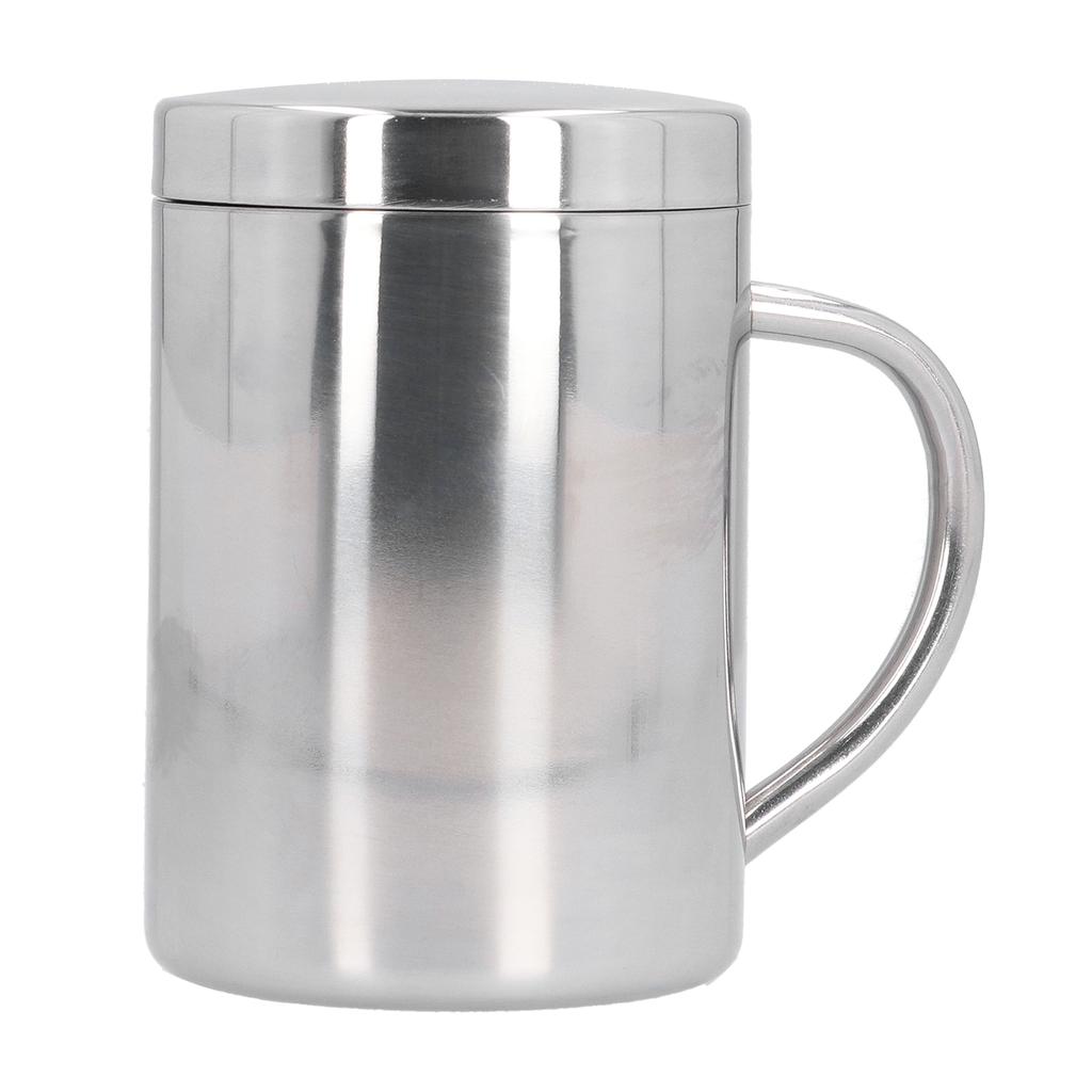 Stainless Steel DoubleLayer Coffee Cup with Handle Children"s Cup with Lid Heat Insulation and