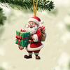 Рождественское украшение Дед Мороз 2D Акриловый мультяшный Санта с подарочной коробкой Украшение на рождественскую елку для рождественской елки Праздничный домашний декор