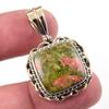 Natural Unakite Gemstone 925 Solid Sterling Silver Two Tone Pendant 1.50'' N6R30