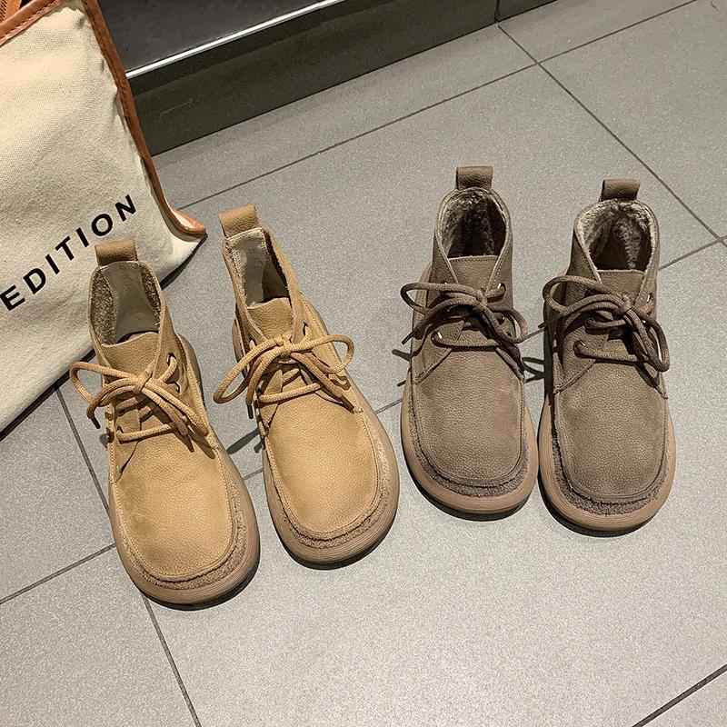 Ботинки женские зимние 2023 года Ботильоны Кроссовки Зимние ботинки Женские туфли на платформе Удобные с круглым носком Низкий каблук Элегантные осенние панк