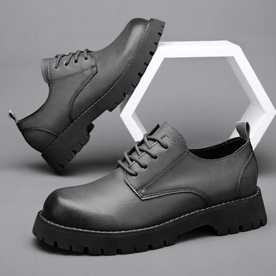 Мужские кожаные туфли на платформе, оксфорды, защитные туфли на шнуровке, новые туфли-карго с большим носком для осени и зимы 38-44