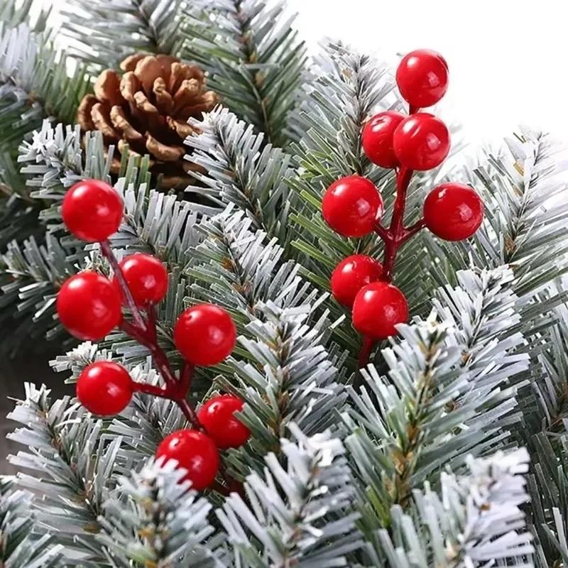 7 Heads Christmas Artificial Berries Branches DIY Red Holly Berry Stems Wreath for New Year Party Xmas Tree Decoration Wholesale