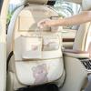 Cartoon Car Seat Back Storage Bag Leather Multifunction Car Backseat Organizer Cup Holder Tissue Holder Anti Kick Pad