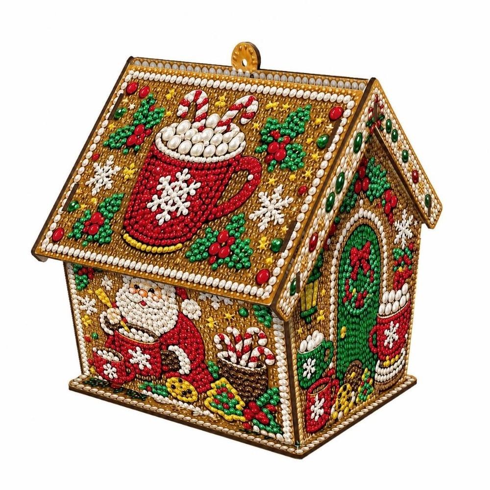 Rhinestone Christmas Painting Kit Wooden House 3D House Ornament Holiday Gift