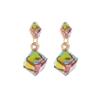 Water Cube Geometric Earrings - Dark Blue Crystal, Fantasy Colorful All-Match Square Earrings for Women