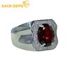 Кольцо с натуральным гранатом 9*11 мм для мужчин, стерлинговое серебро 925 пробы, свадебное обручальное ювелирное изделие, подарок