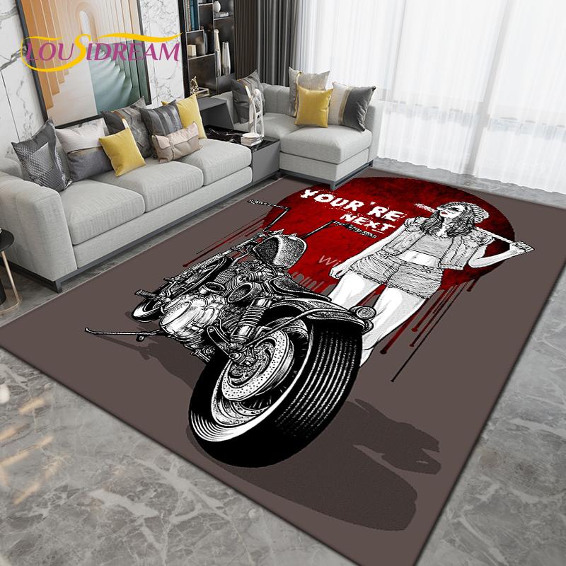 Ретро винтажный мотоциклетный коврик, большой ковер, ковер для гостиной, спальни, дивана, кухонный коврик для ванной комнаты, нескользящий напольный коврик в подарок
