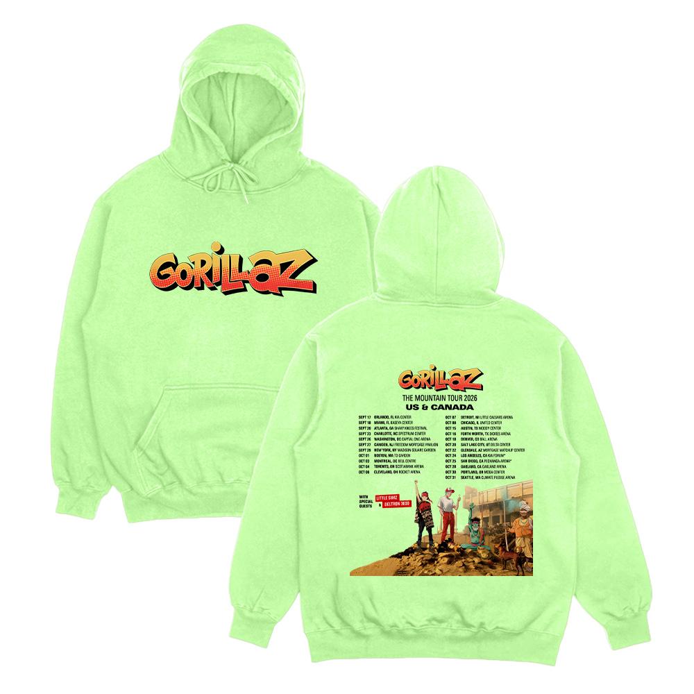Gorillazs Худи The Mountain Tour 2026 Рок-музыка Одежда Y2k Мода Лонгслив Толстовка Мужская Женская Ретро Графика Уличная одежда