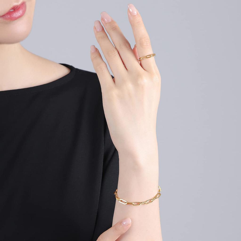 K18 18K Gold Paper Clip Bracelet Width Pull Ring Selectable Length Unisex Chain 20cm [Speranza] 4.3mm