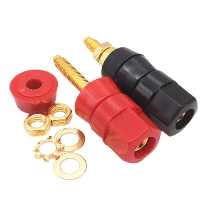 1pair 4mm Banana Plug Jack Adapter Connector Single Cable Socket Red Black Terminals Amplifier Terminal Binding Post Speaker