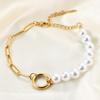 New Simple Graceful Imitation Pearl 304 Titanium Steel All-Match Bracelet Female