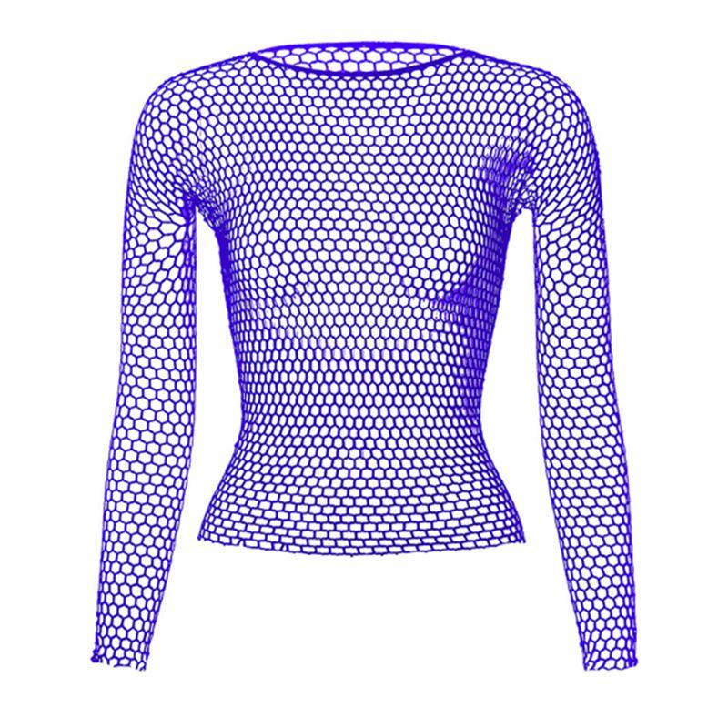 Женские прозрачные черные сетчатые рубашки Fishnet Новая мода Боди-чулок Ночная рубашка Сетчатая с вырезами Сексуальное нижнее белье с длинным рукавом