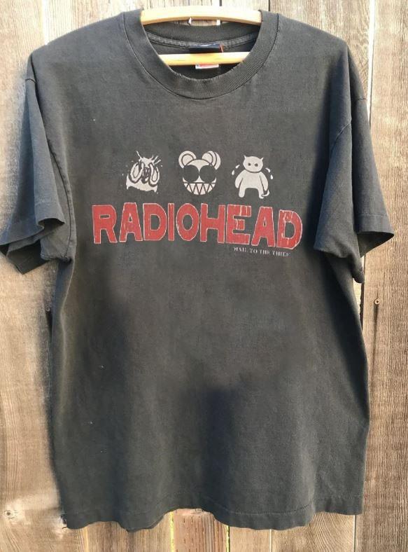 RADIOHEAD Rock Band Графическая Редкая Угольная Унисекс Футболка Винтаж S5XL KH17968 Унисекс Футболка