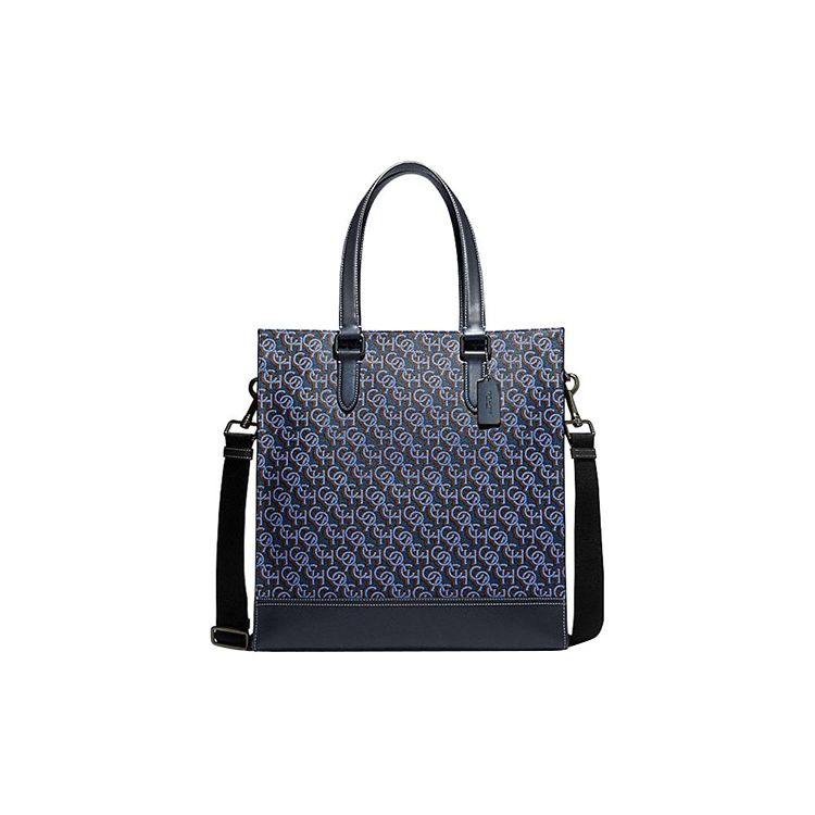Coach Graham 36 Classic Monogram Zip Tote Bag Women tote Black Blue CE749-QBMQ