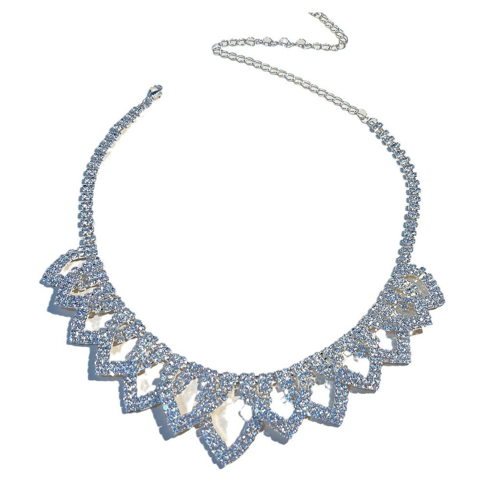 Роскошные супер-флэш-геометрические полые стразы, ожерелье, серьги, комплект свадебных серег, свадебное платье для женщин