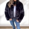 Winter Women Jacket Thick Faux Fur Heat Retention High Collar Solid Color