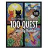 100 QUESTS Color By Number: Squares + Triangles + Hexagons + Circles ,BLACK Backgrounds,: Color Quests Activity Book For Adults