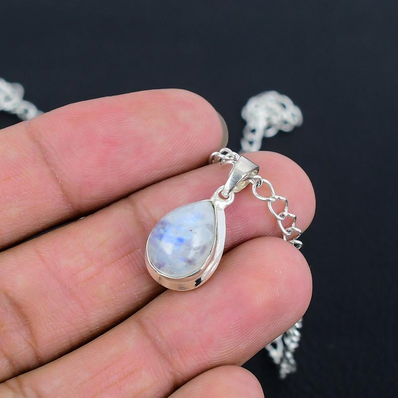 Кулон-медальон из радужного лунного камня, ручной работы, из тонко полированного серебра 925 пробы, с современным дизайном, подарок на свадьбу, для невесты, на День благодарения