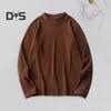 Autumn Winter Men Bottoming Top Slim Fit Thick Plush Half-high Collar Pullover Stretchy Long Sleeves Pure Color Plus Size Mid Length Fitness Exercise